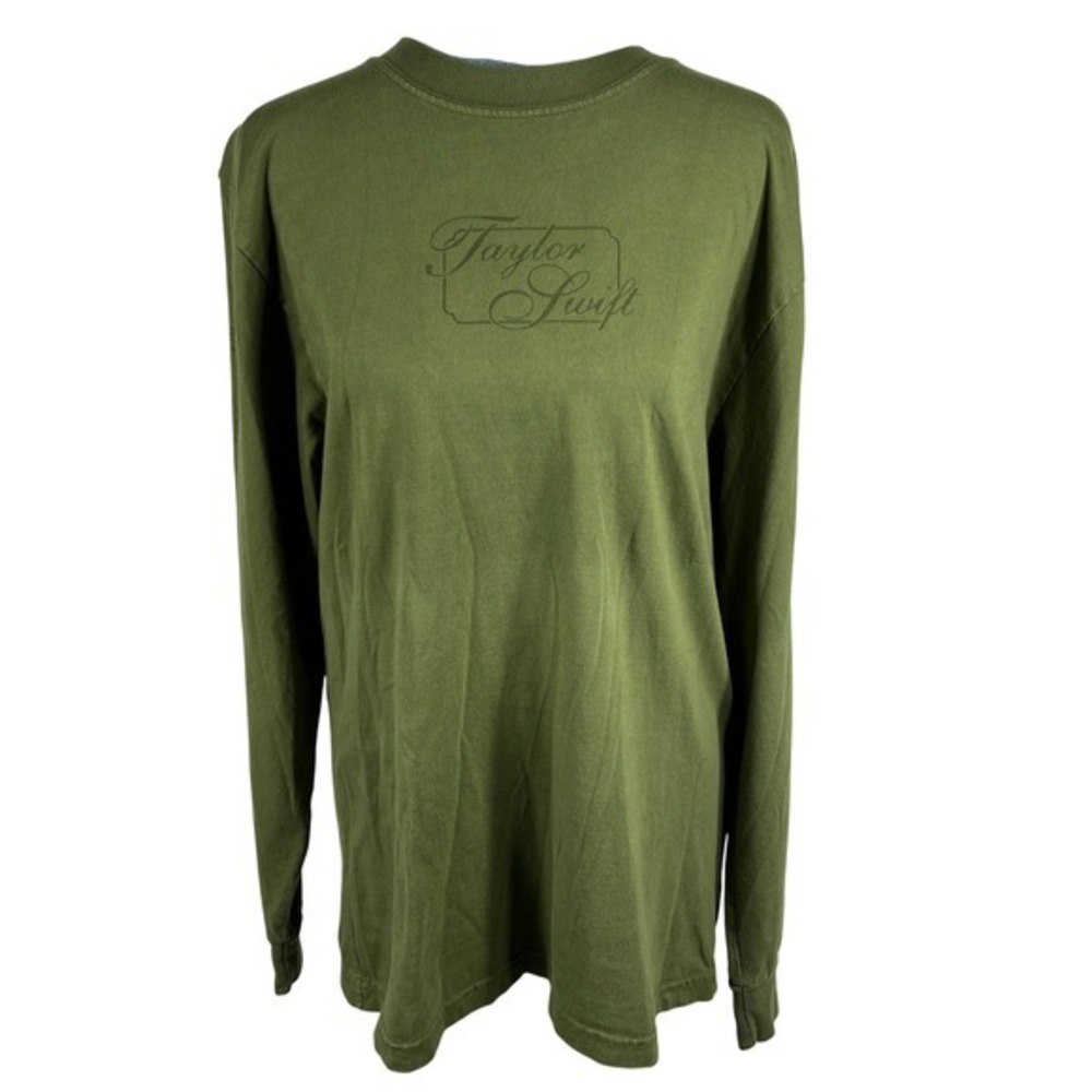 Taylor Swift Evermore Album Long Sleeve T-Shirt Forest Green Ombre Sz Medium